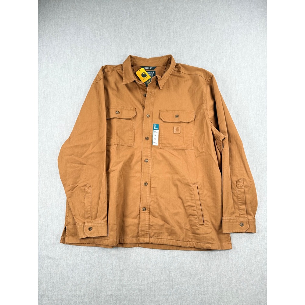 Carhartt Newcastle Shirt Jac Brown Rugged Flex Relaxed Fit 2XL 107307-BRN